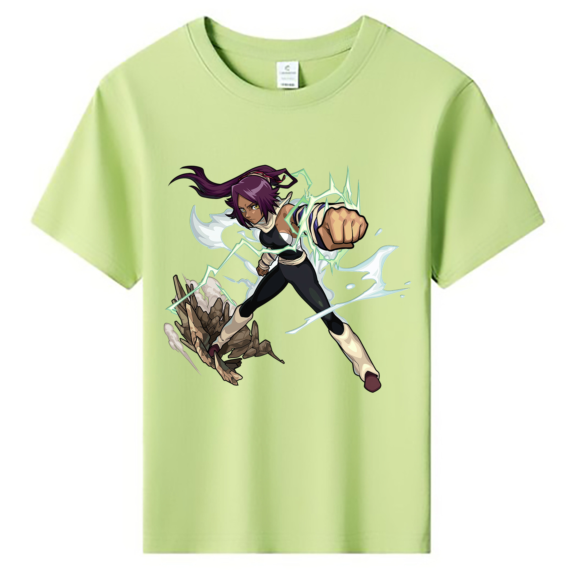 （画像用） ブリーチ 四楓院 夜一（しほういん よるいち） BLEACH Shihouin Yoruichi 綿100％キッズTシャツ（フロントプリント）